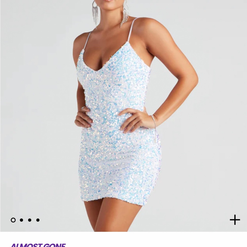 Windsor White Kathy Iridescent Sequin Mini Dress